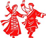 少数民族男女欢快起舞