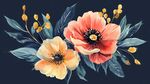 水彩花卉插画 双花绽放