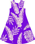 紫色植物印花无袖连衣裙