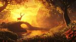 黄昏鹿影 梦幻森林之景