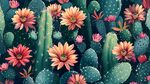 绚丽仙人掌花卉图案
