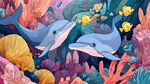 梦幻海底的双海豚共舞