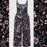 花卉图案背带连体裤