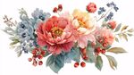 缤纷花卉组合 水彩风插画