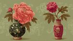 双瓶牡丹 古典雅致花卉图