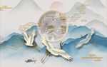 中式山水间的仙鹤祥瑞图
