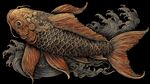 金鳞锦鲤游于浪涛之间