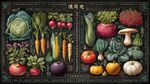 复古风多彩蔬菜插画展示