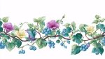 手绘藤蔓花卉果实装饰图