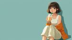 少女惬意喝珍珠奶茶