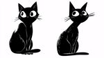 两只黑猫的可爱插画