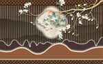 中式古典花鸟屏风图案