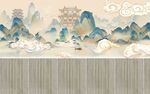 中式山水风立体背景墙