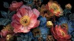 艳丽多彩花卉静物图