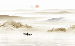 中式屏风山水画