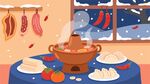 春节火锅美食插画