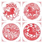 2026马年传统红色剪纸马窗花