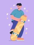 玩滑板的男孩