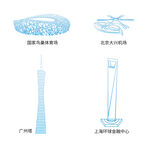 知名地标建筑轮廓图展示