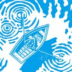 矢量手绘抽象水面划船风景插画