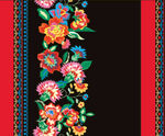 定位黑 花卉图案印花