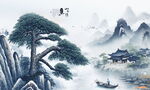 迎客松国画