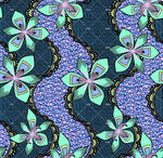 蓝底花卉波浪纹图案