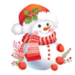 可爱圣诞节雪人戴帽子围巾手套