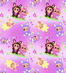 可爱动物花卉紫色背景图案