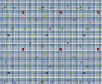 蓝底格子带彩色点缀图案