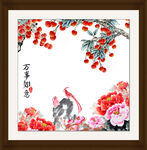 国画荔枝 花鸟图