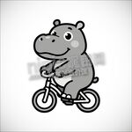 卡通小河马骑自行车