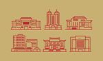 中式建筑轮廓图标集