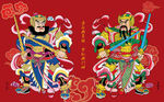 传统门神画像尉迟恭秦琼