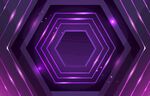 紫色六边形科幻炫光背景