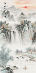 竖幅玄关山水画