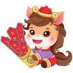 春节小马驹财运幸运签上上签插画