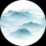 水墨山水圆形意境图
