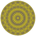 圆形黄灰花纹曼陀罗图案