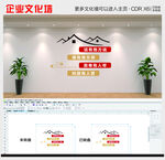 中式屋檐标语文化墙文化墙长廊走