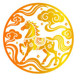 圆形马纹祥瑞图案