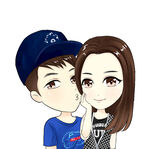 可爱情侣卡通Q版精细分层