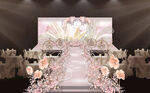 浪漫粉色系婚礼舞台布置