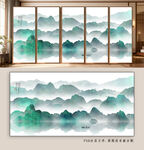 中式山水意境屏风壁画