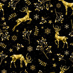 黑金圣诞驯鹿雪花装饰图案