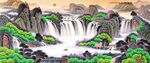 山水瀑布国画风景图