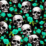 骷髅与玫瑰的暗黑图案