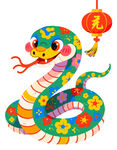 彩色花纹吉祥蛇形象