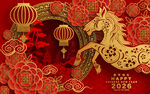 马年喜庆中式传统装饰图