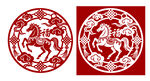 双马剪纸图案